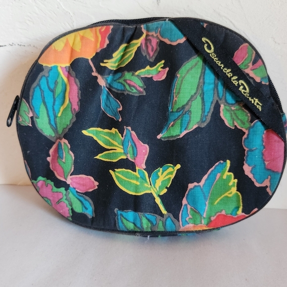 Vintage Oscar de la Renta Floral Print Zip Close Travel Toiletry Cosmetic Bag - Picture 1 of 12